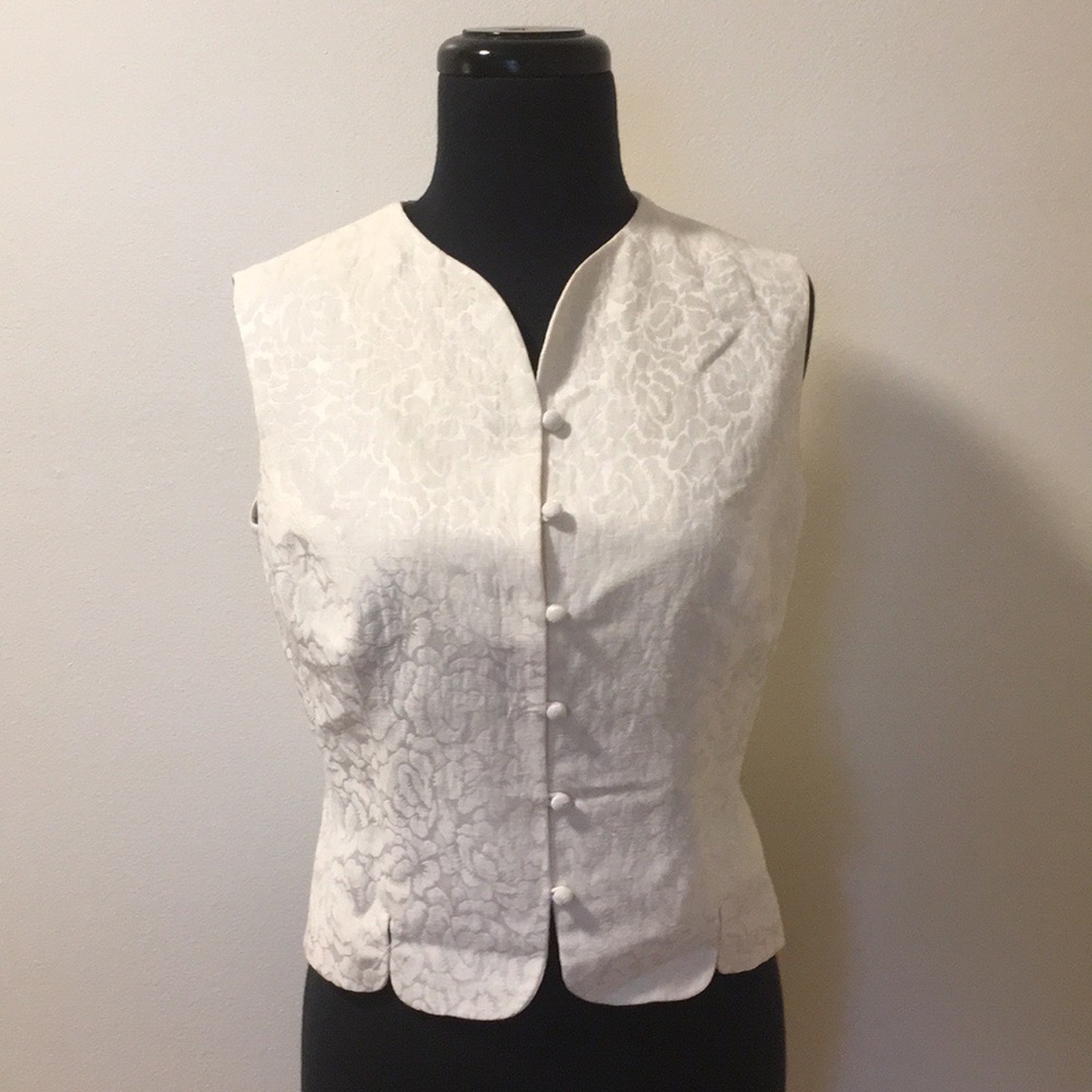 Vintage Mark Stone White Silk and Linen Waistcoat Vest, 4P